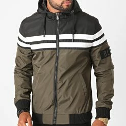 Remise ⭐ Veste Zippée Capuche S3165 Vert Kaki Noir de Armita 🔥