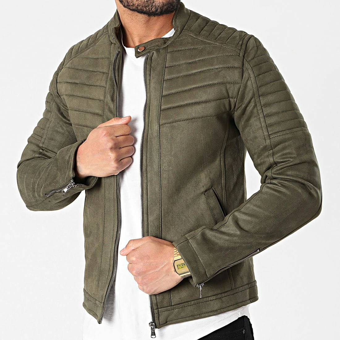 Acheter 🌟 Veste Biker Suédine 3144 Vert Kaki de Armita ⭐ 3 Acheter 🌟 Veste Biker Suédine 3144 Vert Kaki de Armita ⭐ – Image 3