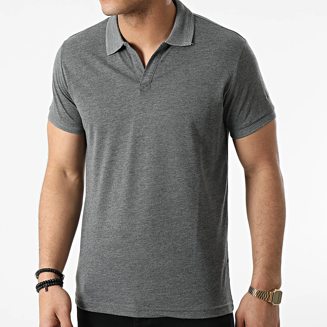 Nouveau ❤️ Polo Manches Courtes 1303 Gris Anthracite Chiné de Armita 🥰 3 Nouveau ❤️ Polo Manches Courtes 1303 Gris Anthracite Chiné de Armita 🥰 – Image 3