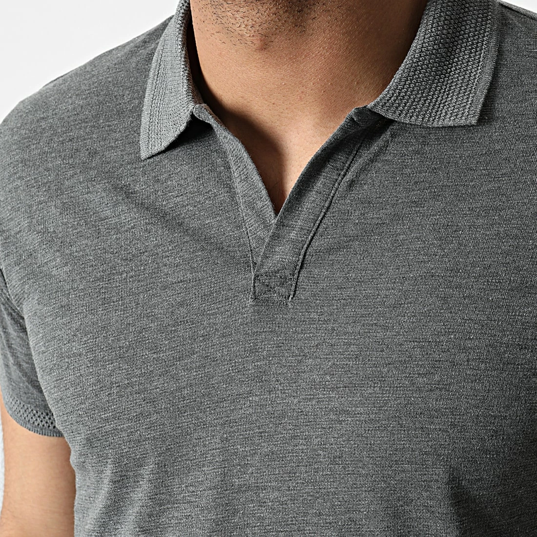 Nouveau ❤️ Polo Manches Courtes 1303 Gris Anthracite Chiné de Armita 🥰 2 Nouveau ❤️ Polo Manches Courtes 1303 Gris Anthracite Chiné de Armita 🥰 – Image 2