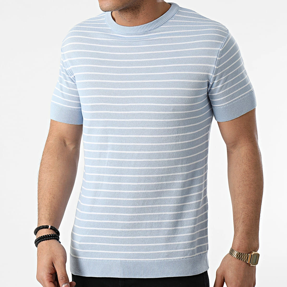 Nouveau 🔥 Tee 👚 Shirt A Rayures AVP-156 Bleu Ciel de Armita ⌛ 3 Nouveau 🔥 Tee 👚 Shirt A Rayures AVP-156 Bleu Ciel de Armita ⌛ – Image 3