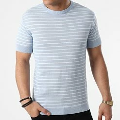 Nouveau 🔥 Tee 👚 Shirt A Rayures AVP-156 Bleu Ciel de Armita ⌛