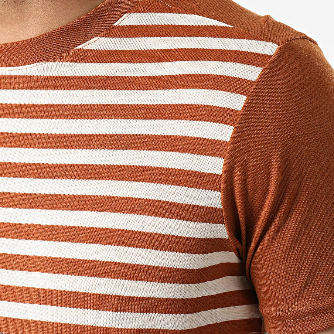 Vente flash 🧨 Tee 👚 Shirt A Rayures TC-564 Camel Blanc de Armita ⌛ 2 Vente flash 🧨 Tee 👚 Shirt A Rayures TC-564 Camel Blanc de Armita ⌛ – Image 2