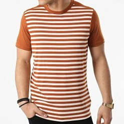 Vente flash 🧨 Tee 👚 Shirt A Rayures TC-564 Camel Blanc de Armita ⌛