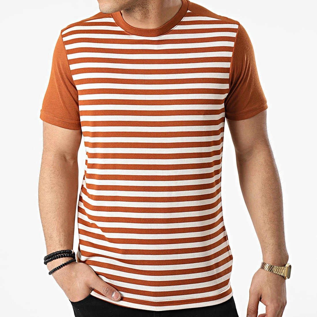 Vente flash 🧨 Tee 👚 Shirt A Rayures TC-564 Camel Blanc de Armita ⌛ 1 Vente flash 🧨 Tee 👚 Shirt A Rayures TC-564 Camel Blanc de Armita ⌛