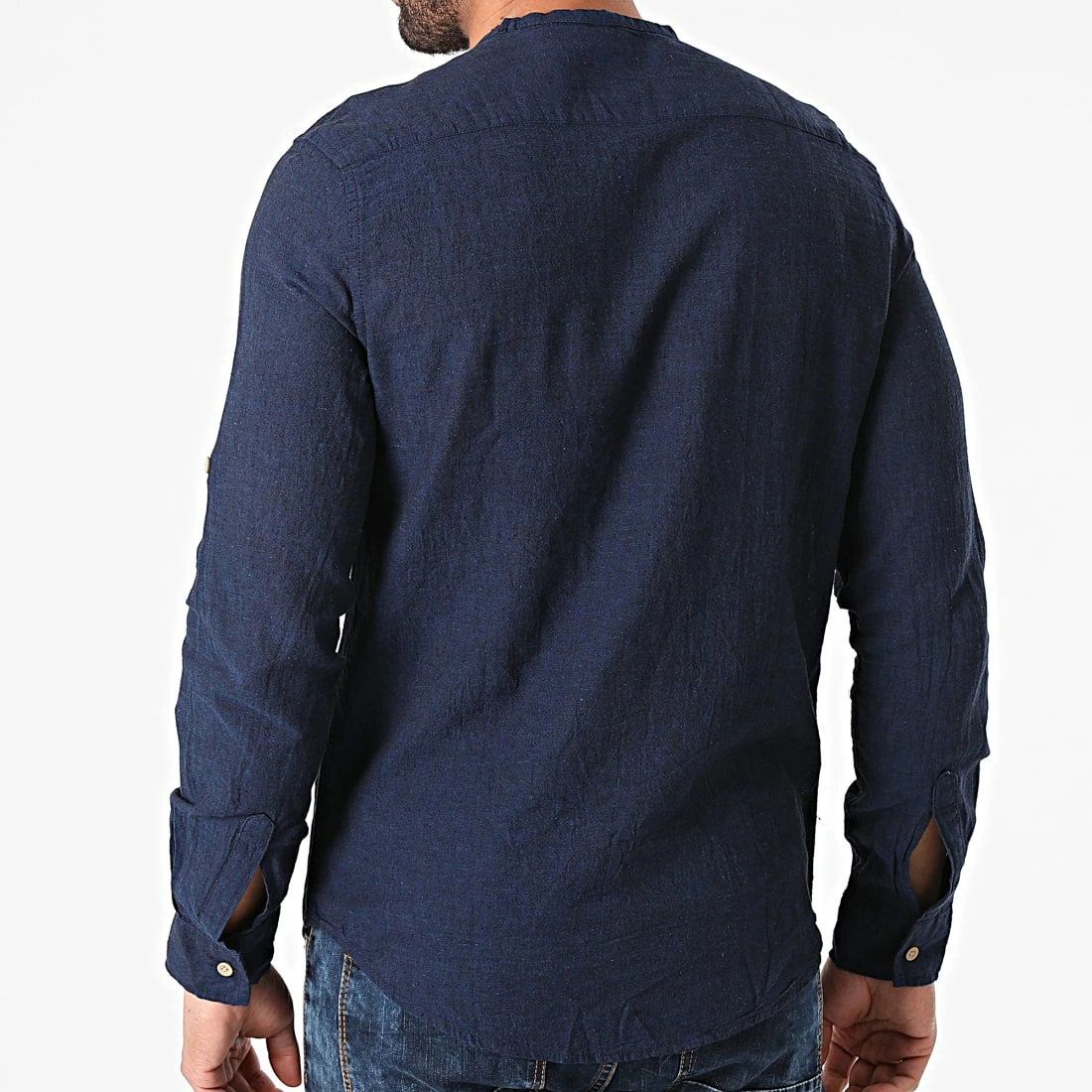 Meilleure affaire 🌟 Chemise Manches Longues Col Tunisien JCH-802 Bleu Marine Chiné de Armita 🤩 4 Meilleure affaire 🌟 Chemise Manches Longues Col Tunisien JCH-802 Bleu Marine Chiné de Armita 🤩 – Image 4