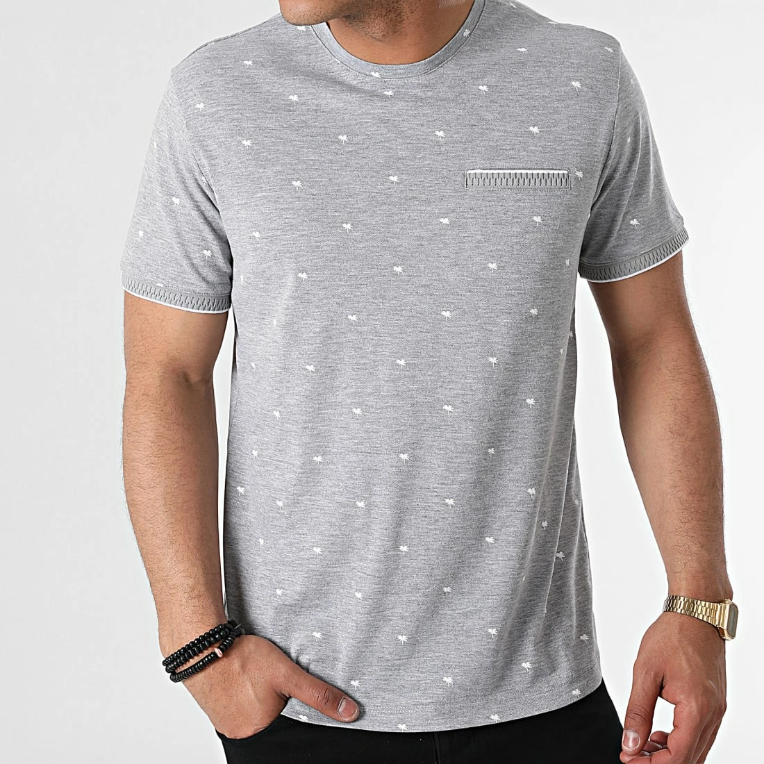 Offres 😍 Tee 👕 Shirt Poche TLP-7430 Gris Chiné Floral de Armita ⌛ 3 Offres 😍 Tee 👕 Shirt Poche TLP-7430 Gris Chiné Floral de Armita ⌛ – Image 3