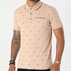 Vente flash 😉 Polo Manches Courtes TLP-7429 Beige Floral de Armita 🎉