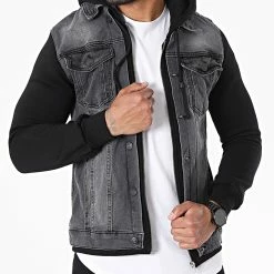Remise 😍 Veste Jean A Capuche GJ3022 Noir Gris Anthracite de Armita 🔔 -Armita Soldes 2022 armita 268029 GJ3022 BLACK 20210601T135829 03