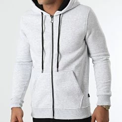 Budget 😉 Sweat Zippé Capuche GW-881 Gris Clair Chiné de Armita ✔️