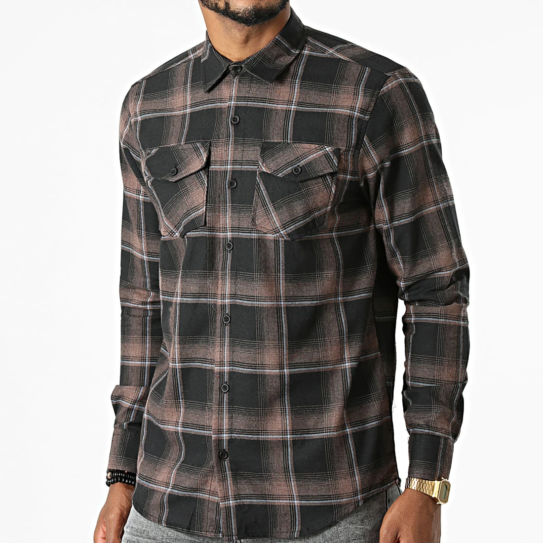 Budget 👏 Chemise Manches Longues A Carreaux Physalis Marron Noir de Armita 🌟 1 Budget 👏 Chemise Manches Longues A Carreaux Physalis Marron Noir de Armita 🌟