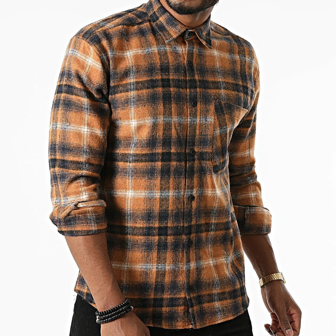 Nouveau 🔥 Chemise Manches Longues A Carreaux Tangelo Marron de Armita 👏 3 Nouveau 🔥 Chemise Manches Longues A Carreaux Tangelo Marron de Armita 👏 – Image 3