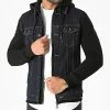 Remise ✨ Veste Jean A Capuche GJ-3023 Bleu Brut Noir de Armita ⭐