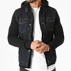 Remise ✨ Veste Jean A Capuche GJ-3023 Bleu Brut Noir de Armita ⭐ -Armita Soldes 2022 armita 285760 GJ 3023 MORY BLUE 20210928T163622 03