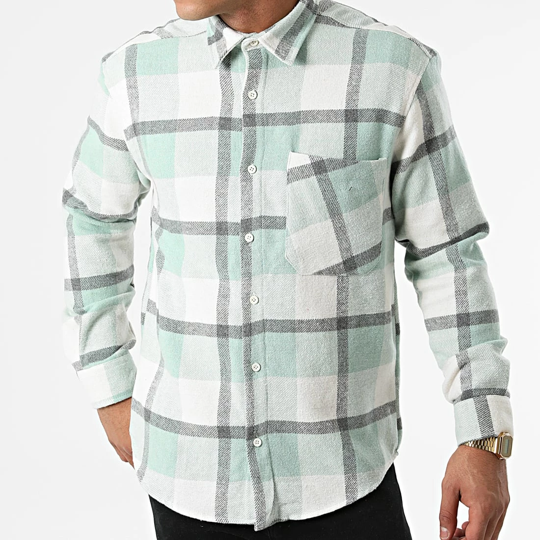 Meilleure vente 🛒 Chemise Manches Longues A Carreaux Tangelo Vert Clair Ecru de Armita ⭐ 3 Meilleure vente 🛒 Chemise Manches Longues A Carreaux Tangelo Vert Clair Ecru de Armita ⭐ – Image 3