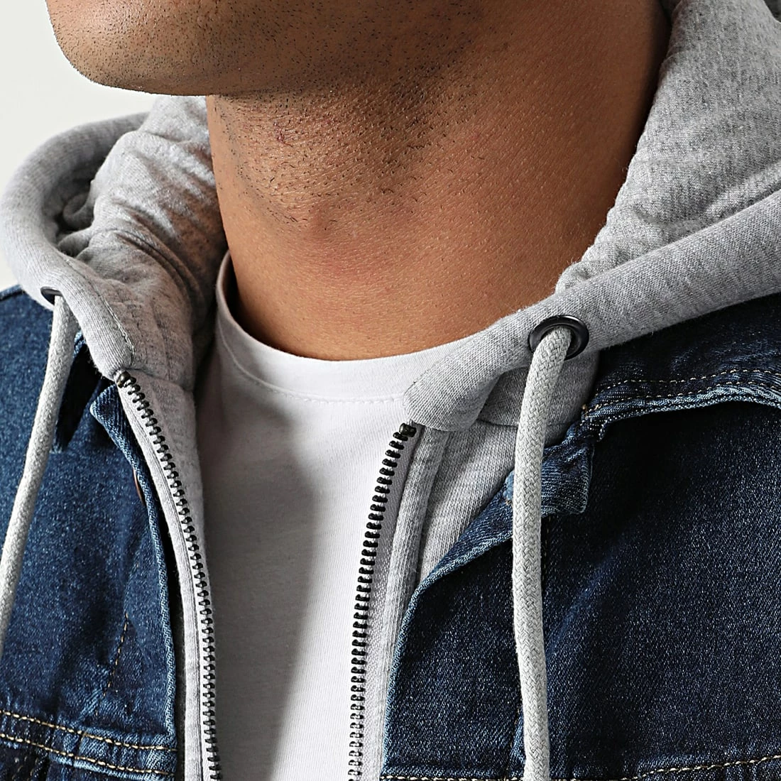 Budget 💯 Veste Jean Capuche GJ-3023 Bleu Denim Gris Chiné de Armita 🔥 2 Budget 💯 Veste Jean Capuche GJ-3023 Bleu Denim Gris Chiné de Armita 🔥 – Image 2