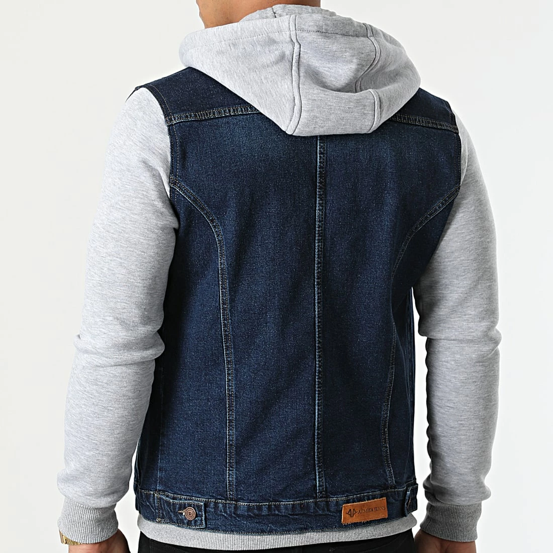 Budget 💯 Veste Jean Capuche GJ-3023 Bleu Denim Gris Chiné de Armita 🔥 4 Budget 💯 Veste Jean Capuche GJ-3023 Bleu Denim Gris Chiné de Armita 🔥 – Image 4