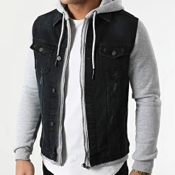 Vente flash 🎁 Veste Jean Capuche GJ-3023 Bleu Brut Gris Chiné de Armita 👏 -Armita Soldes 2022 armita 291794 GJ 3023 BLUE BLACK 20211118T113238 03