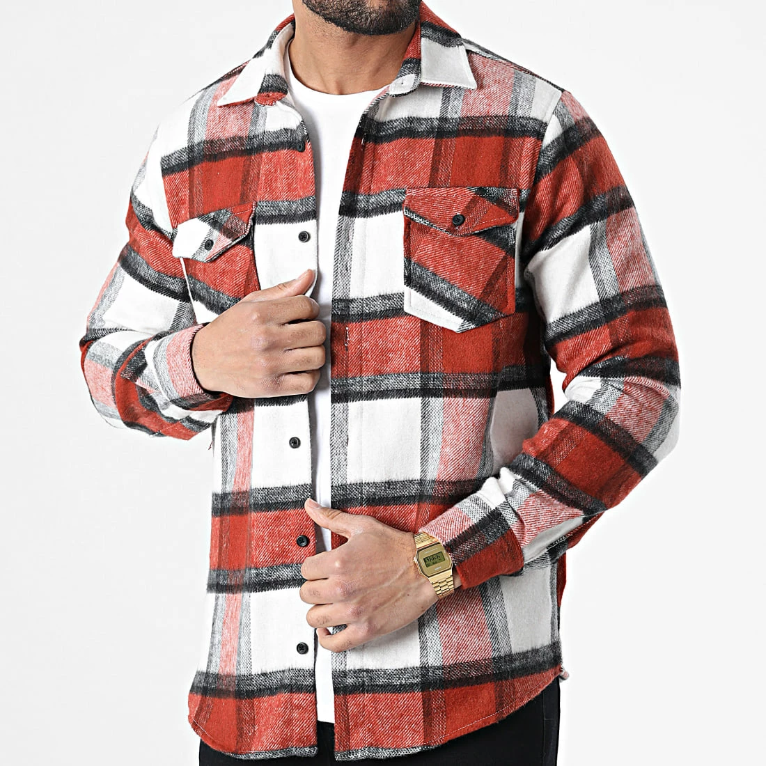 Meilleur prix 🔔 Surchemise A Carreaux Grenadille Orange Blanc Noir de Armita 👍 1 Meilleur prix 🔔 Surchemise A Carreaux Grenadille Orange Blanc Noir de Armita 👍