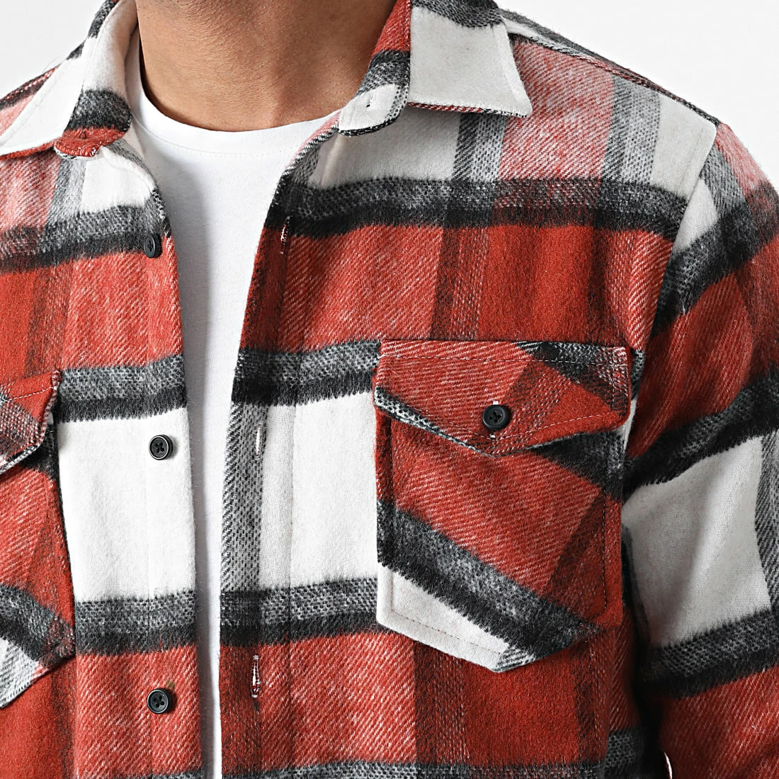 Meilleur prix 🔔 Surchemise A Carreaux Grenadille Orange Blanc Noir de Armita 👍 2 Meilleur prix 🔔 Surchemise A Carreaux Grenadille Orange Blanc Noir de Armita 👍 – Image 2