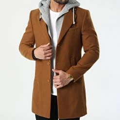 Le moins cher ✔️ Manteau Capuche CAB-028 Camel Gris Chiné de Armita ⌛