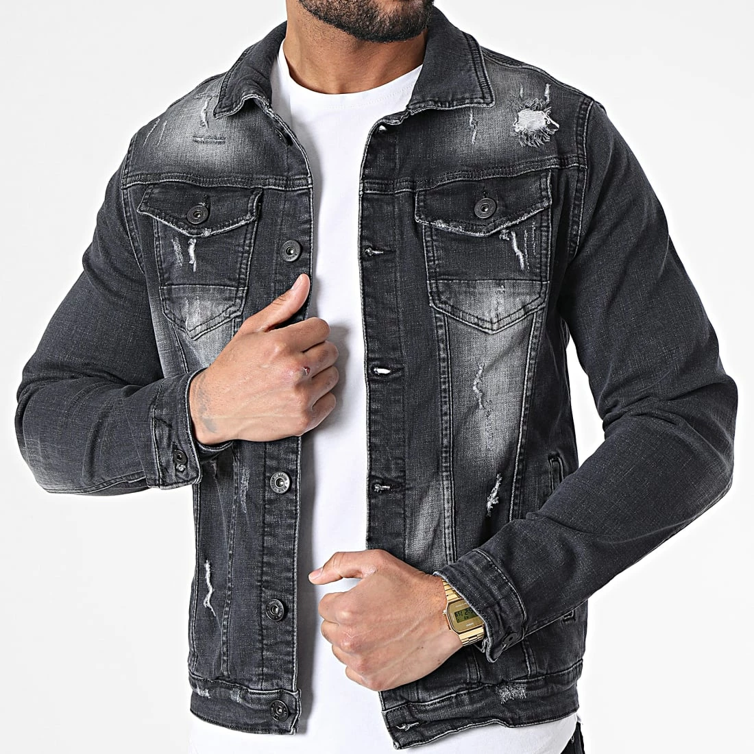 De gros 😉 Veste Jean GJ3019 Gris Anthracite de Armita 🌟 1 De gros 😉 Veste Jean GJ3019 Gris Anthracite de Armita 🌟