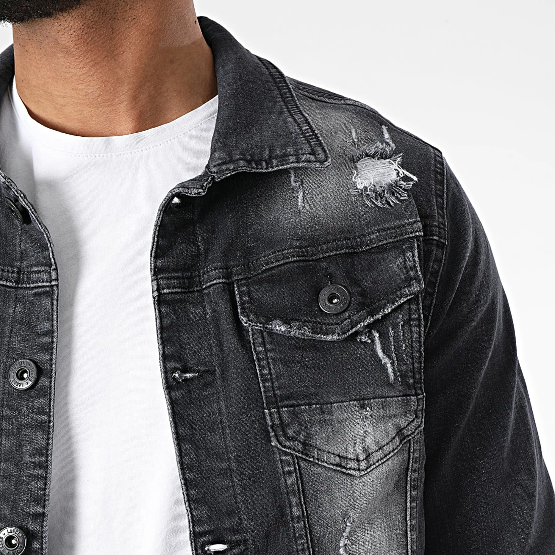 De gros 😉 Veste Jean GJ3019 Gris Anthracite de Armita 🌟 2 De gros 😉 Veste Jean GJ3019 Gris Anthracite de Armita 🌟 – Image 2