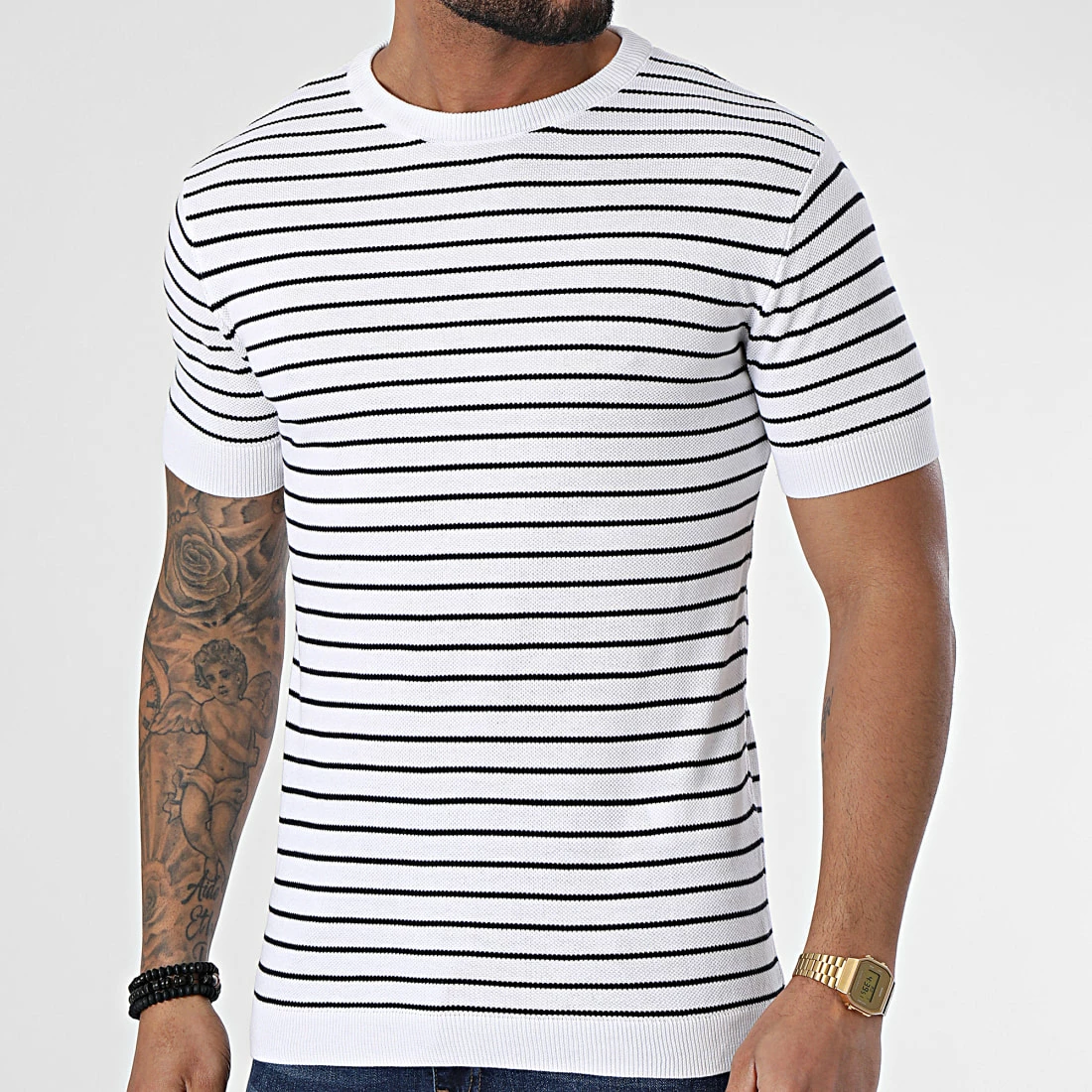 Offres 💯 Tee 👚 Shirt A Rayures AVP-156 Blanc de Armita 🎉 1 Offres 💯 Tee 👚 Shirt A Rayures AVP-156 Blanc de Armita 🎉