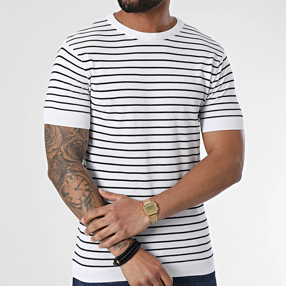 Offres 💯 Tee 👚 Shirt A Rayures AVP-156 Blanc de Armita 🎉 3 Offres 💯 Tee 👚 Shirt A Rayures AVP-156 Blanc de Armita 🎉 – Image 3