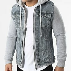 Offres 🎁 Veste Jean Zippée Capuche GJ-3020 Bleu Denim Gris Chiné de Armita 👍 -Armita Soldes 2022 armita 311706 GJ 3020 1 LT GREY 20220330T121621 03