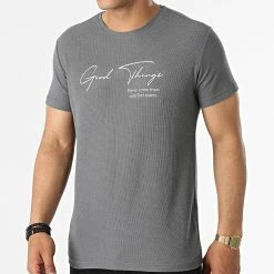 Bon marché 💯 Tee 👚 Shirt JT-846 Gris Anthracite de Armita 💯