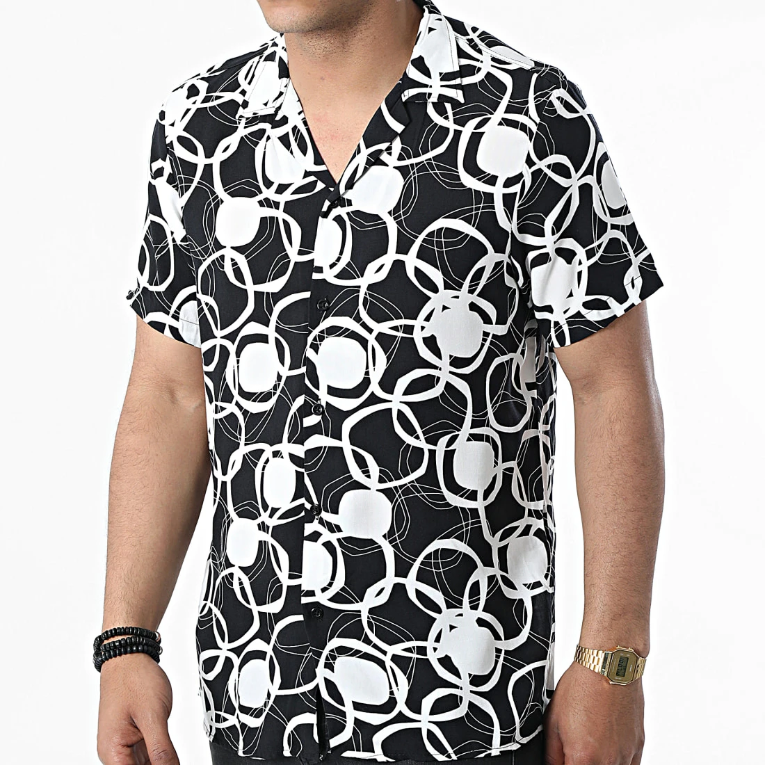 De gros 🔔 Chemise A Manches Courtes CH-5189 Noir Blanc de Armita 🤩 1 De gros 🔔 Chemise A Manches Courtes CH-5189 Noir Blanc de Armita 🤩