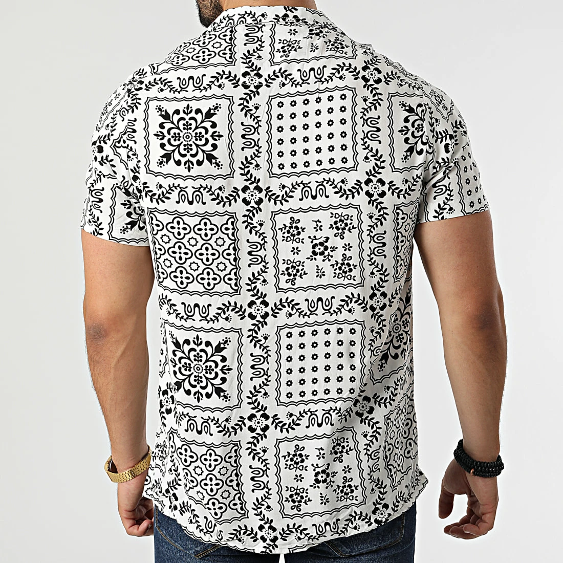 Grosses soldes 😍 Chemise A Manches Courtes CH-5199 Blanc Floral de Armita 🎉 4 Grosses soldes 😍 Chemise A Manches Courtes CH-5199 Blanc Floral de Armita 🎉 – Image 4