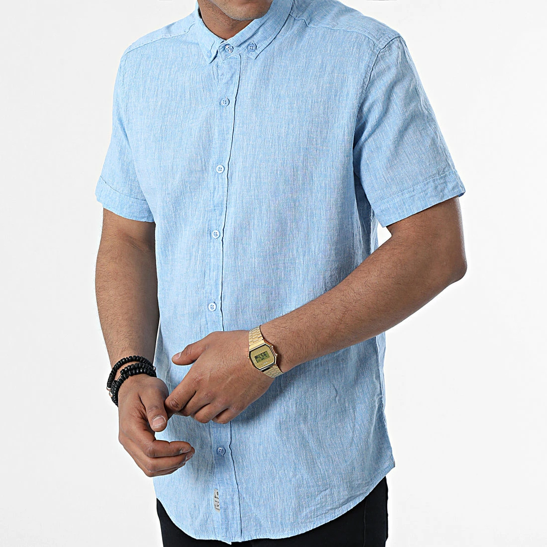 Le moins cher 😀 Chemise A Manches Courtes JMC-853 Bleu Clair Chiné de Armita 😀 3 Le moins cher 😀 Chemise A Manches Courtes JMC-853 Bleu Clair Chiné de Armita 😀 – Image 3