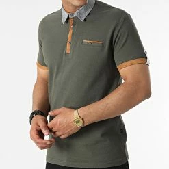 Grosses soldes ⌛ Polo A Manches Courtes JP-850 Vert Kaki de Armita 💯 -Armita Soldes 2022 armita 319003 JP 850 KHAKI 20220513T161005 03