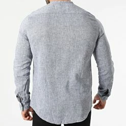 Meilleur prix 👍 Chemise Manches Longues Col Tunisien JCH-802 Bleu Chiné de Armita 🌟 -Armita Soldes 2022 armita 319015 JCH 802 INDIGO 20220513T161823 04