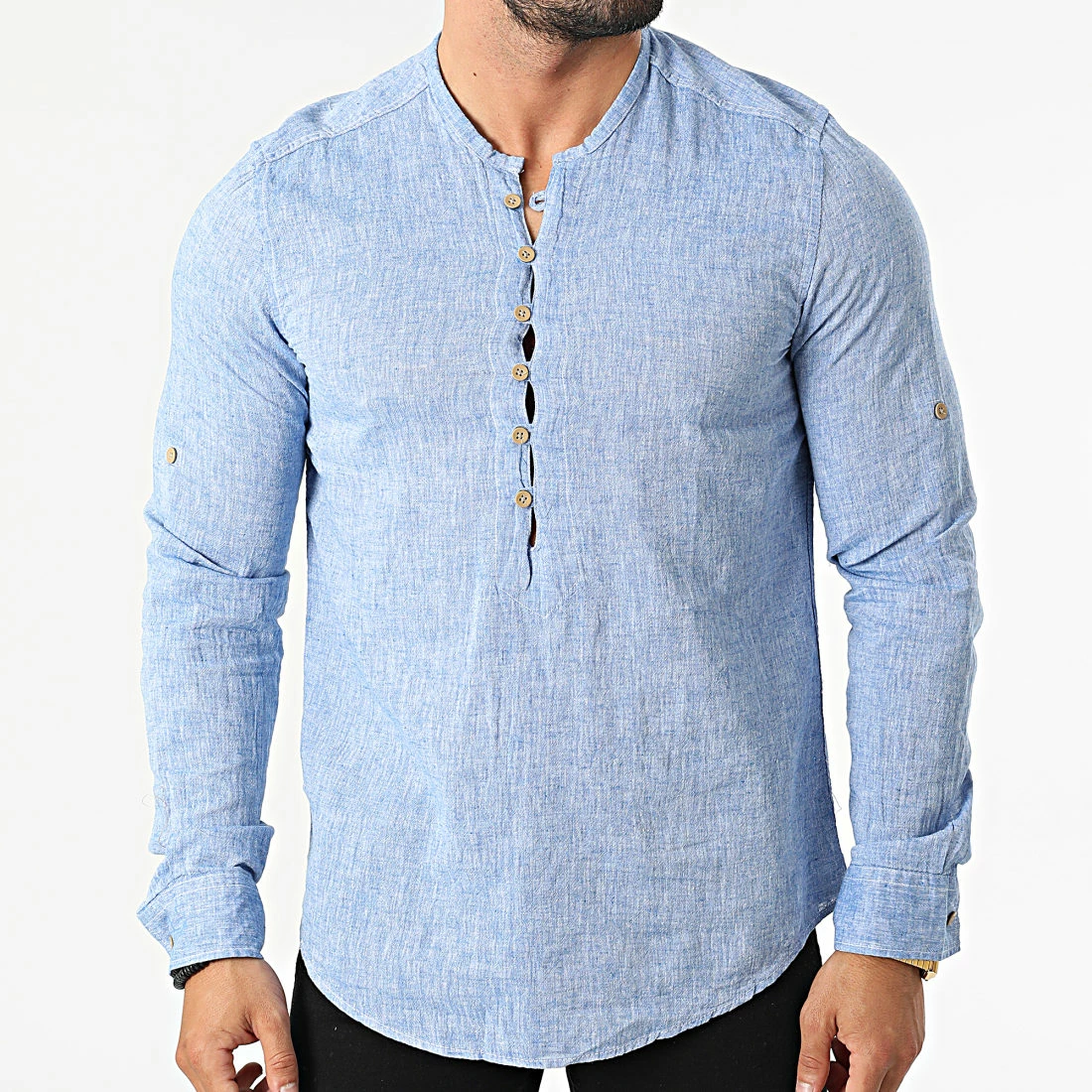 Coupon 🎉 Chemise Manches Longues Col Tunisien JCH-802 Bleu Marine Chiné de Armita 🎉 1 Coupon 🎉 Chemise Manches Longues Col Tunisien JCH-802 Bleu Marine Chiné de Armita 🎉