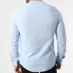 Vente flash 🎉 Chemise Manches Longues Col Tunisien JCH-802 Bleu Clair Chiné de Armita ⭐ -Armita Soldes 2022 armita 319040 JCH 802 BLUE 20220517T160459 04
