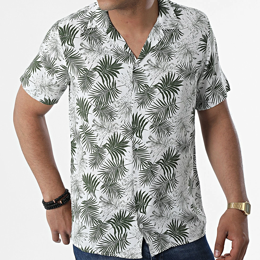 Grosses soldes 🤩 Chemise A Manches Courtes CH-5197 Blanc Vert Kaki Floral de Armita 🥰 3 Grosses soldes 🤩 Chemise A Manches Courtes CH-5197 Blanc Vert Kaki Floral de Armita 🥰 – Image 3