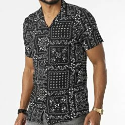 Coupon 🥰 Chemise Manches Courtes Floral 5199 Noir de Armita ⭐