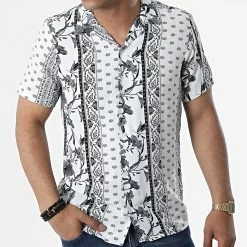 Budget ⌛ Chemise A Manches Courtes CH-5196 Blanc Gris Floral de Armita 🛒 -Armita Soldes 2022 armita 319123 CH 5196 WHITE 20220516T160105 03