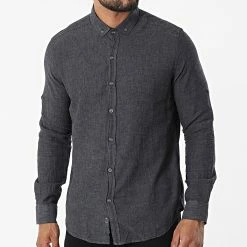 Nouveau 😍 Chemise Manches Longues JCH-801 Gris Anthracite Chiné de Armita 🔔