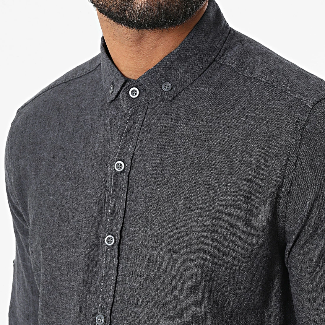 Nouveau 😍 Chemise Manches Longues JCH-801 Gris Anthracite Chiné de Armita 🔔 2 Nouveau 😍 Chemise Manches Longues JCH-801 Gris Anthracite Chiné de Armita 🔔 – Image 2