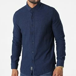 Nouveau 🤩 Chemise Manches Longues JCH-801 Bleu Marine de Armita 🌟