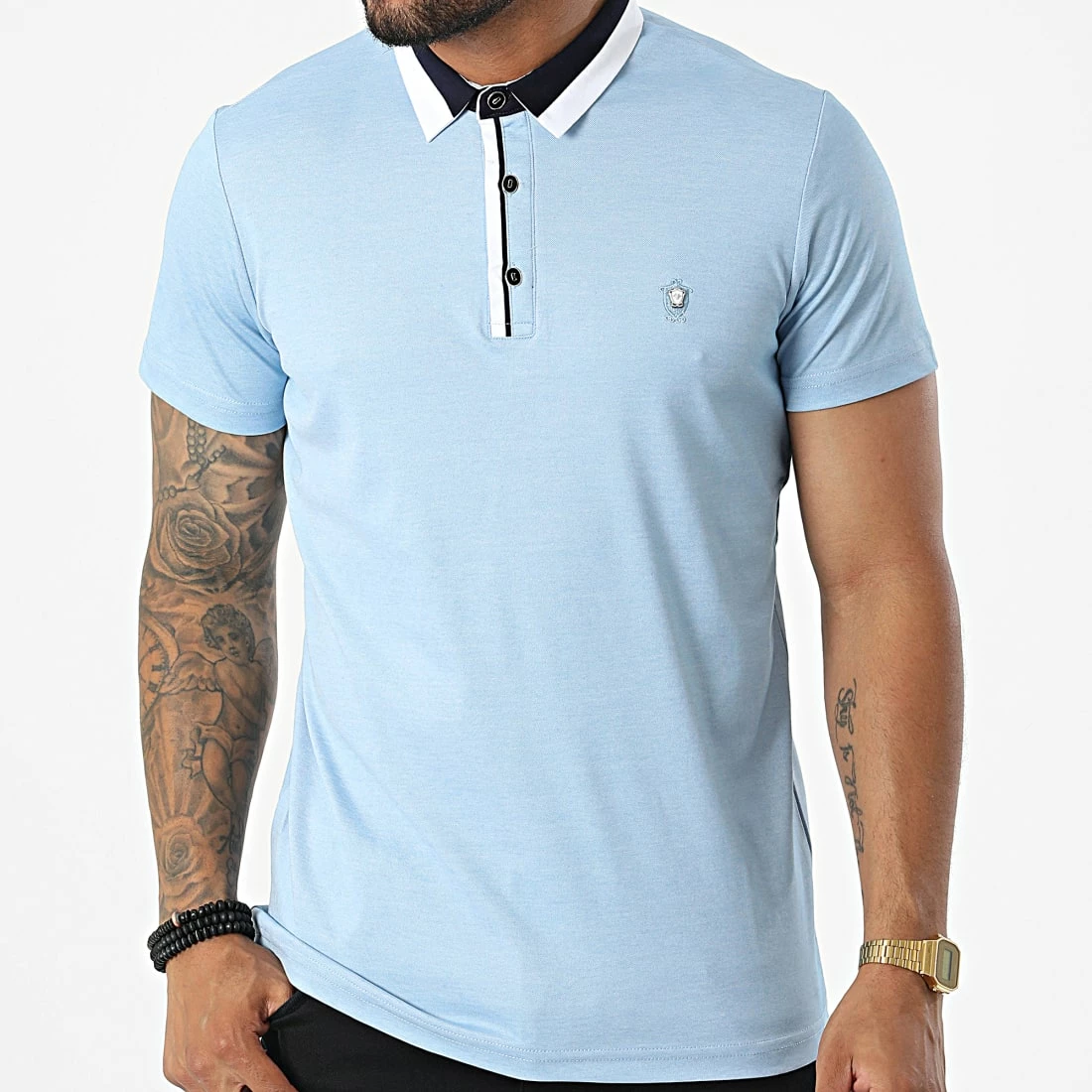 Promo 🔥 Polo Manches Courtes 570 Bleu Clair Chiné de Armita ❤️ 3 Promo 🔥 Polo Manches Courtes 570 Bleu Clair Chiné de Armita ❤️ – Image 3