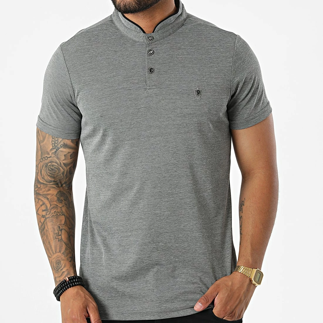 Meilleur prix ⭐ Polo Manches Courtes 571 Noir Chiné de Armita 🌟 3 Meilleur prix ⭐ Polo Manches Courtes 571 Noir Chiné de Armita 🌟 – Image 3