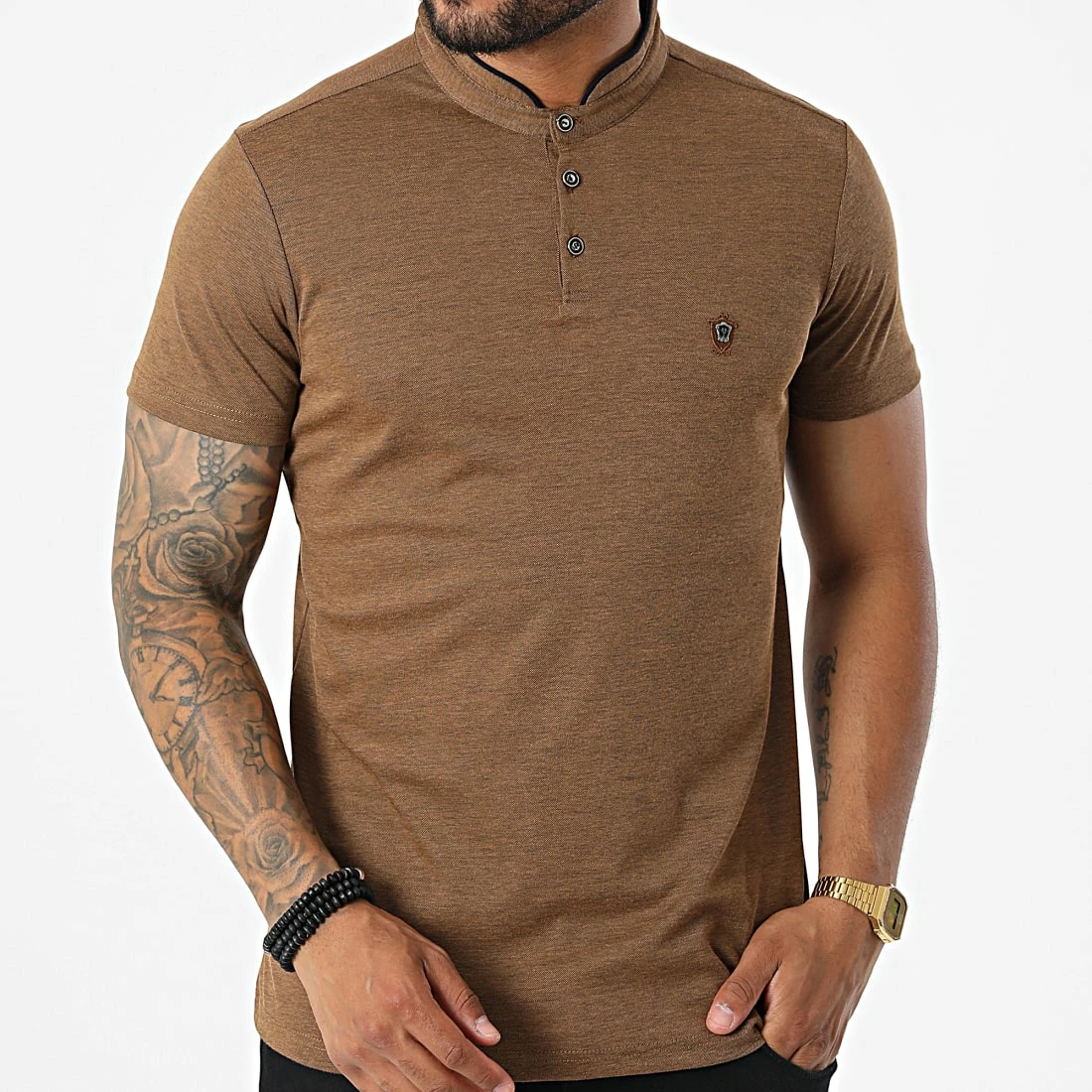 De gros ⭐ Polo Manches Courtes 571 Camel Chiné de Armita 👍 3 De gros ⭐ Polo Manches Courtes 571 Camel Chiné de Armita 👍 – Image 3