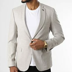 Promo 🤩 Veste Blazer F8009 Gris Chiné Beige de Armita ⭐ -Armita Soldes 2022 armita 337324 T F8009 GREY 20220916T160906 03