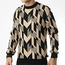 Meilleure vente 👏 Pull AVH-179 Beige Noir de Armita ✔️